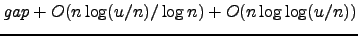 $\mathit{gap}+O(n\log(u/n)/\log n)+O(n\log\log(u/n))$