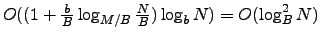 $O((1+\frac{b}{B}\log_{M/B} \frac{N}{B})\log_b N)=O(\log_B^2 N)$